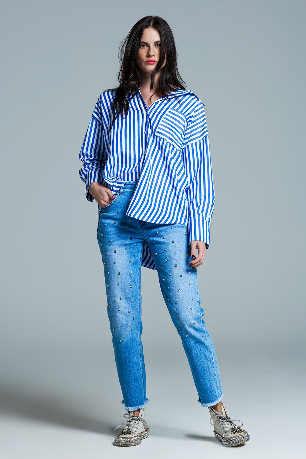 Cary's Blue Stripe Blouse