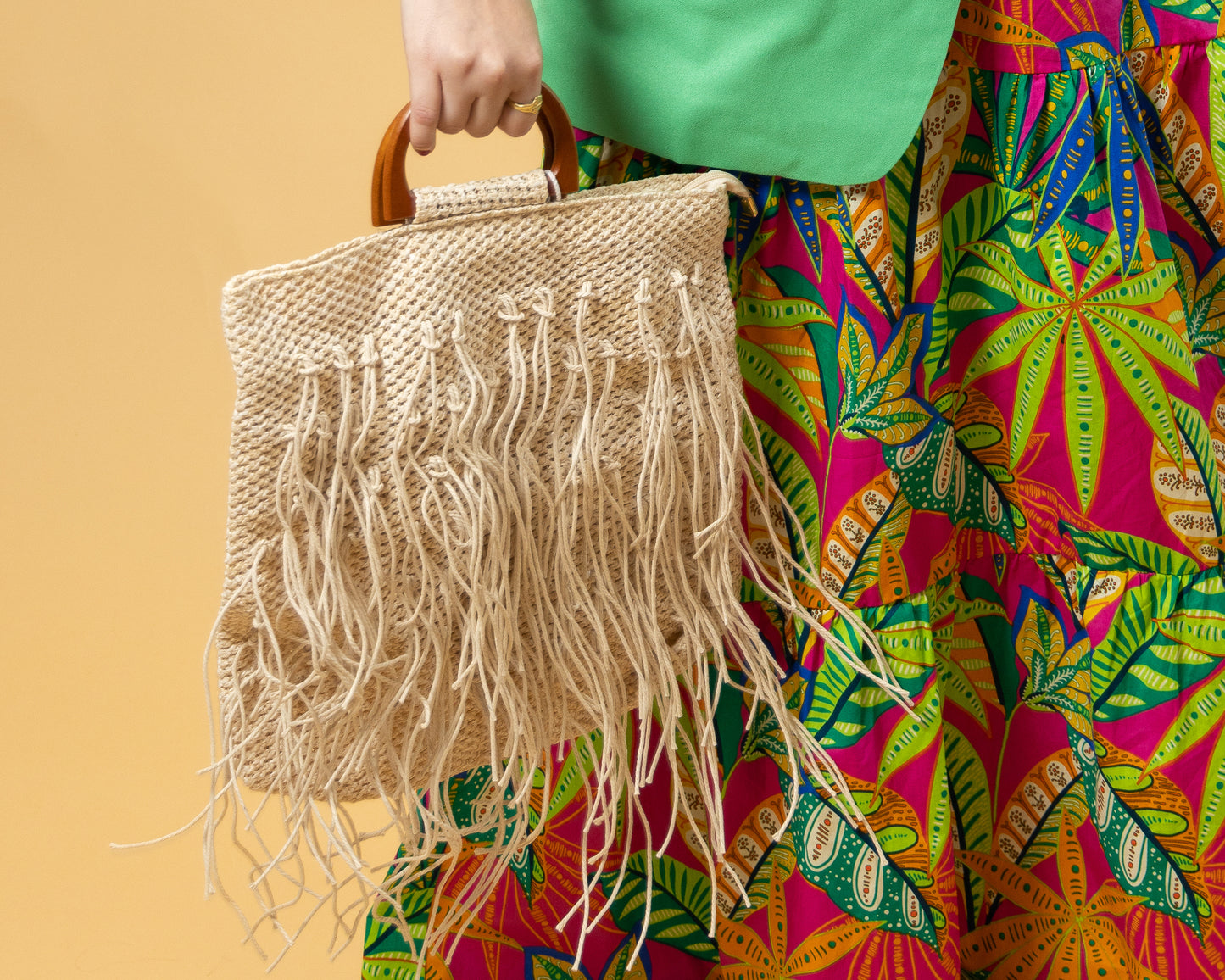 Crochet Braid Fringed Bag