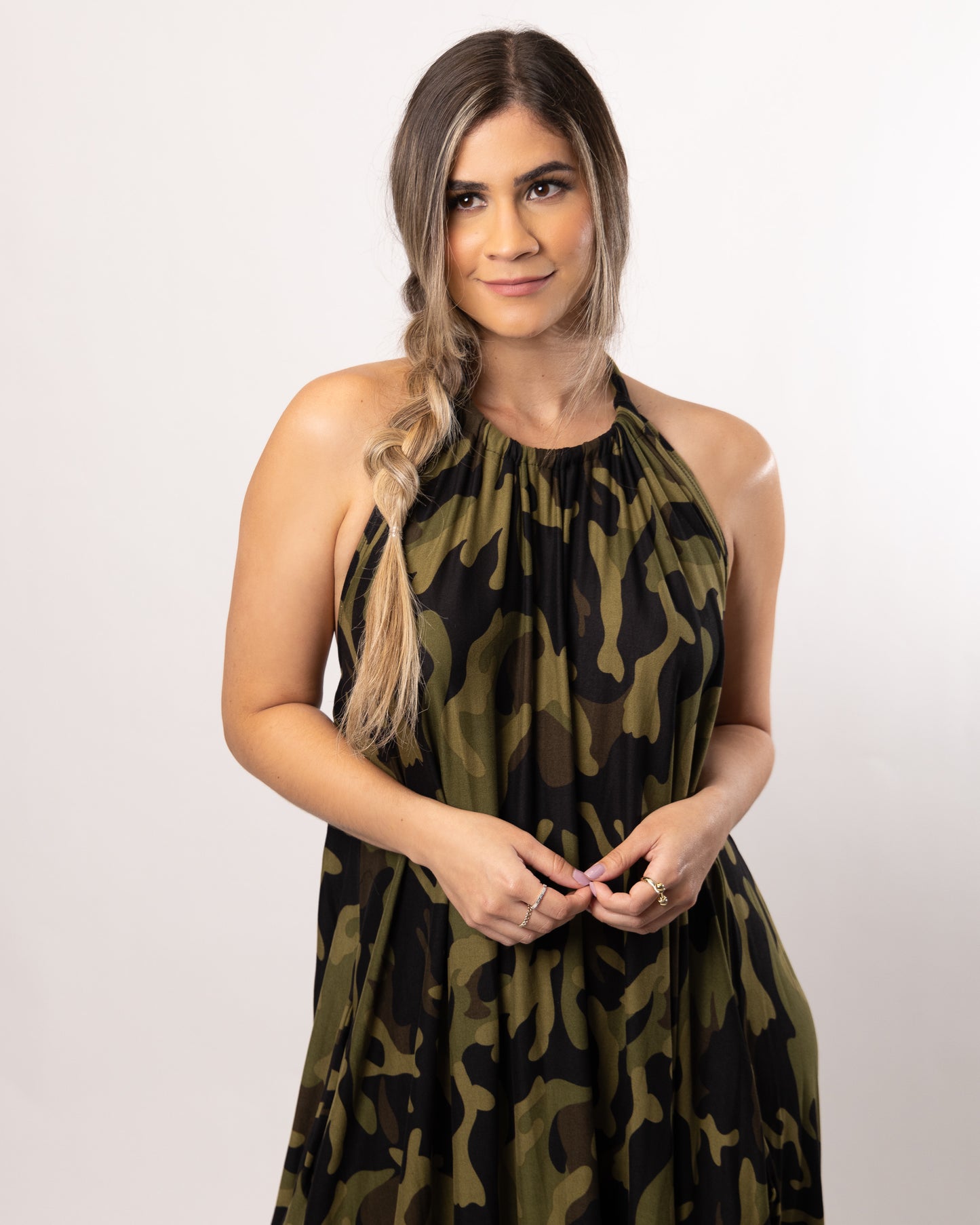 Camo Print Maxxi Dots Halter Dress