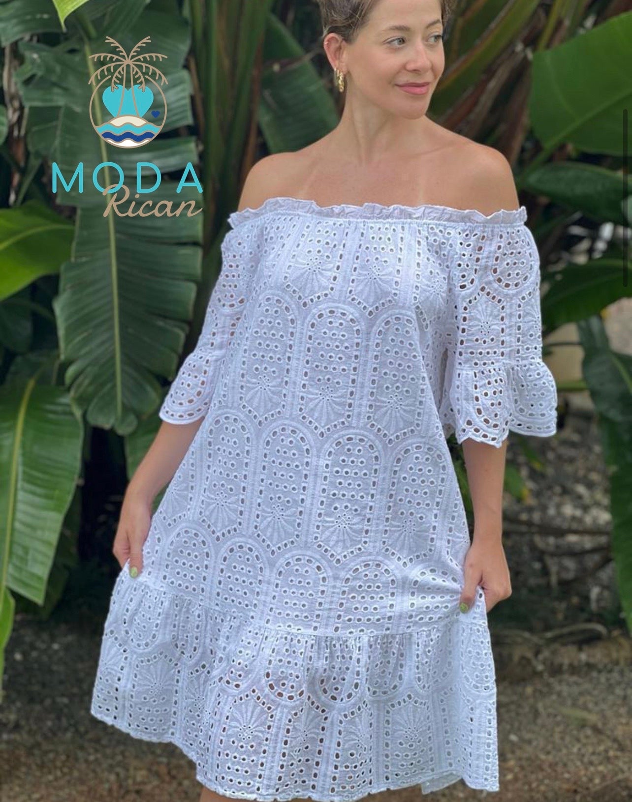 Monica's  Eyelet Short Dress