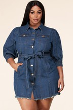 Medium-Wash Denim Mini Dress