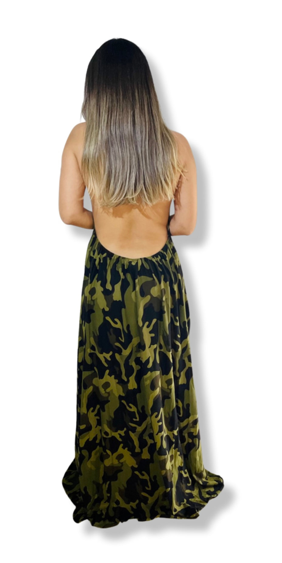 Camo Print Maxxi Dots Halter Dress